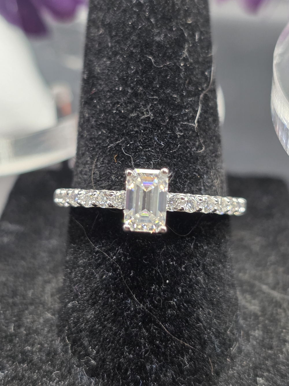 Emerald-Cut Pavé Band 925  Sterling Silver Ring in Silver - White